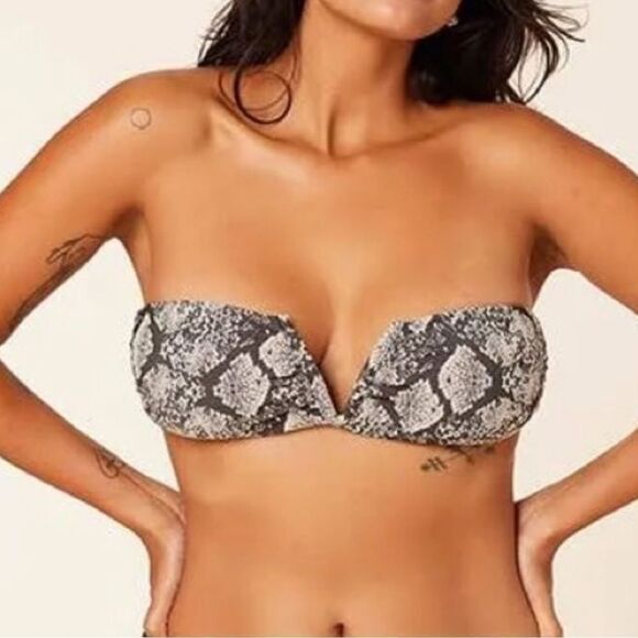 Andie Snakeskin Print Strapless Scala Bandeau Bikini Top Sz XS NWT - Picture 1 of 16